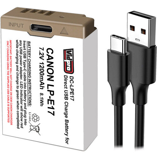 BATERIA VIDPRO LP-E17 USB-C CARGADOR