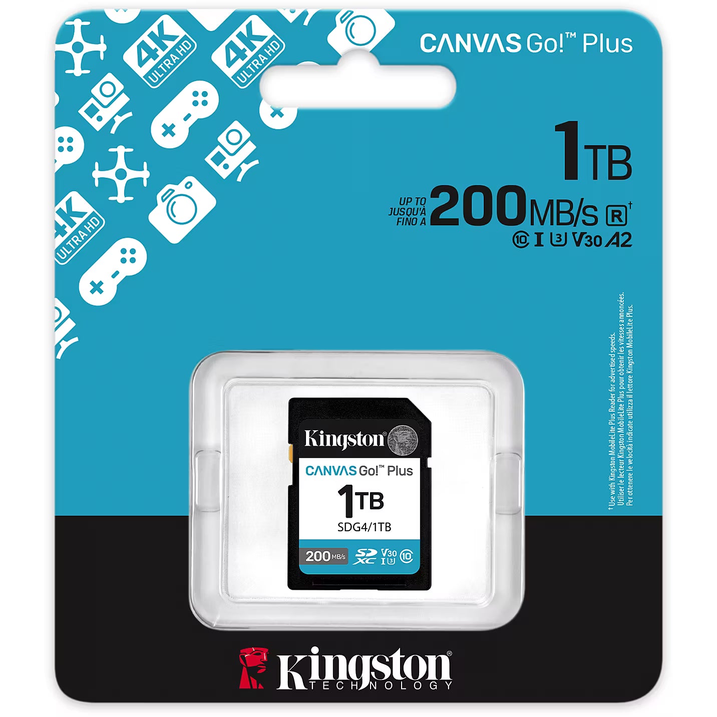 MEMORIA KINGSTON 1TB SDXC GO PLUS G4 200R V30