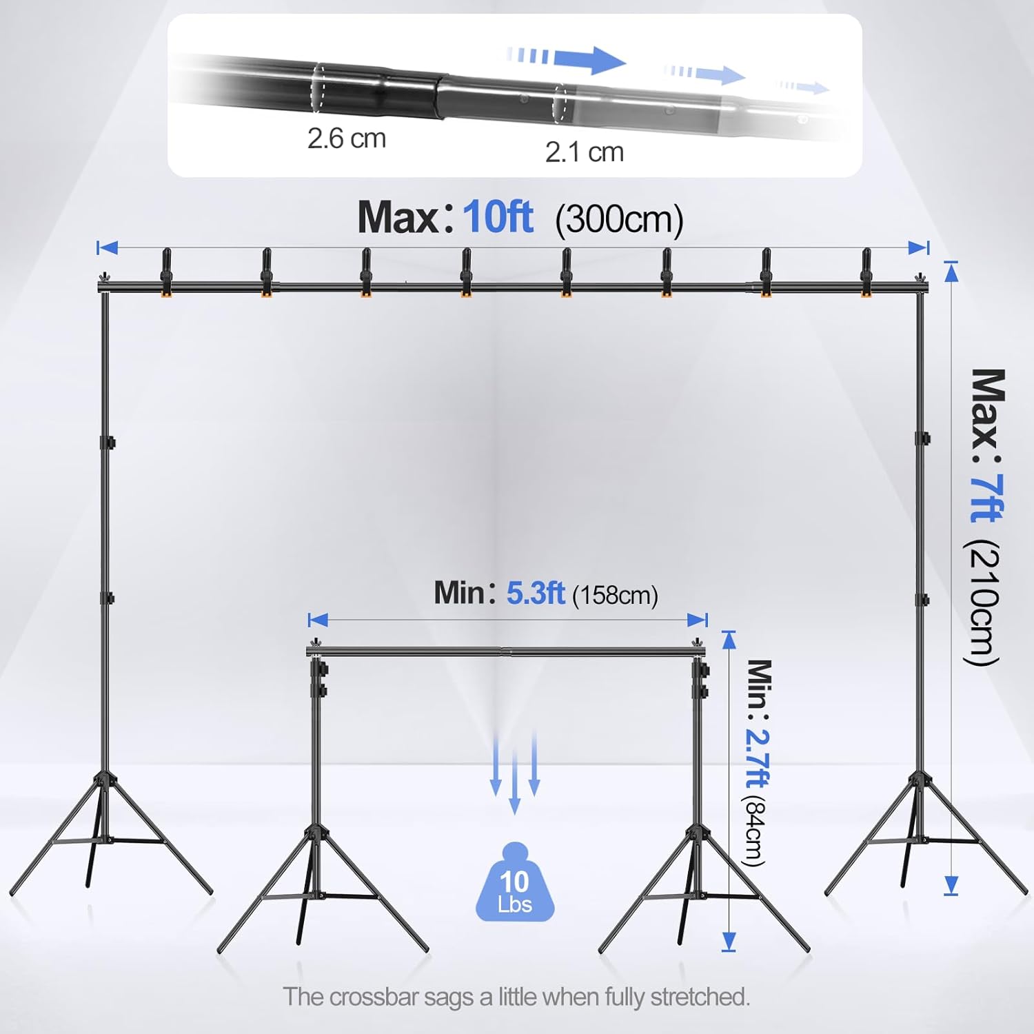 SOPORTE P/ FONDO 10X7 FT EMART