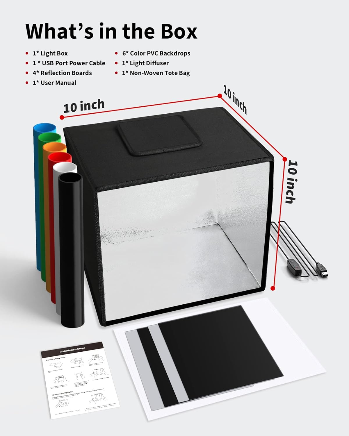 CAJA DE LUZ PORTABLE GLENDAN 10X10