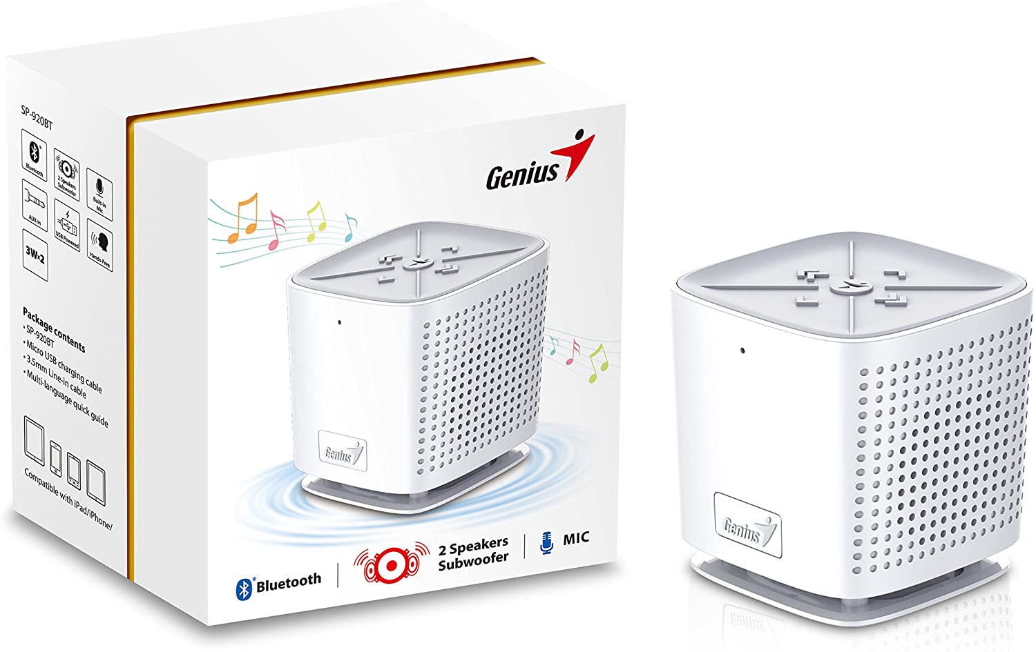 PARLANTE GENIUS BLUETOOTH SP-920BT WHITE