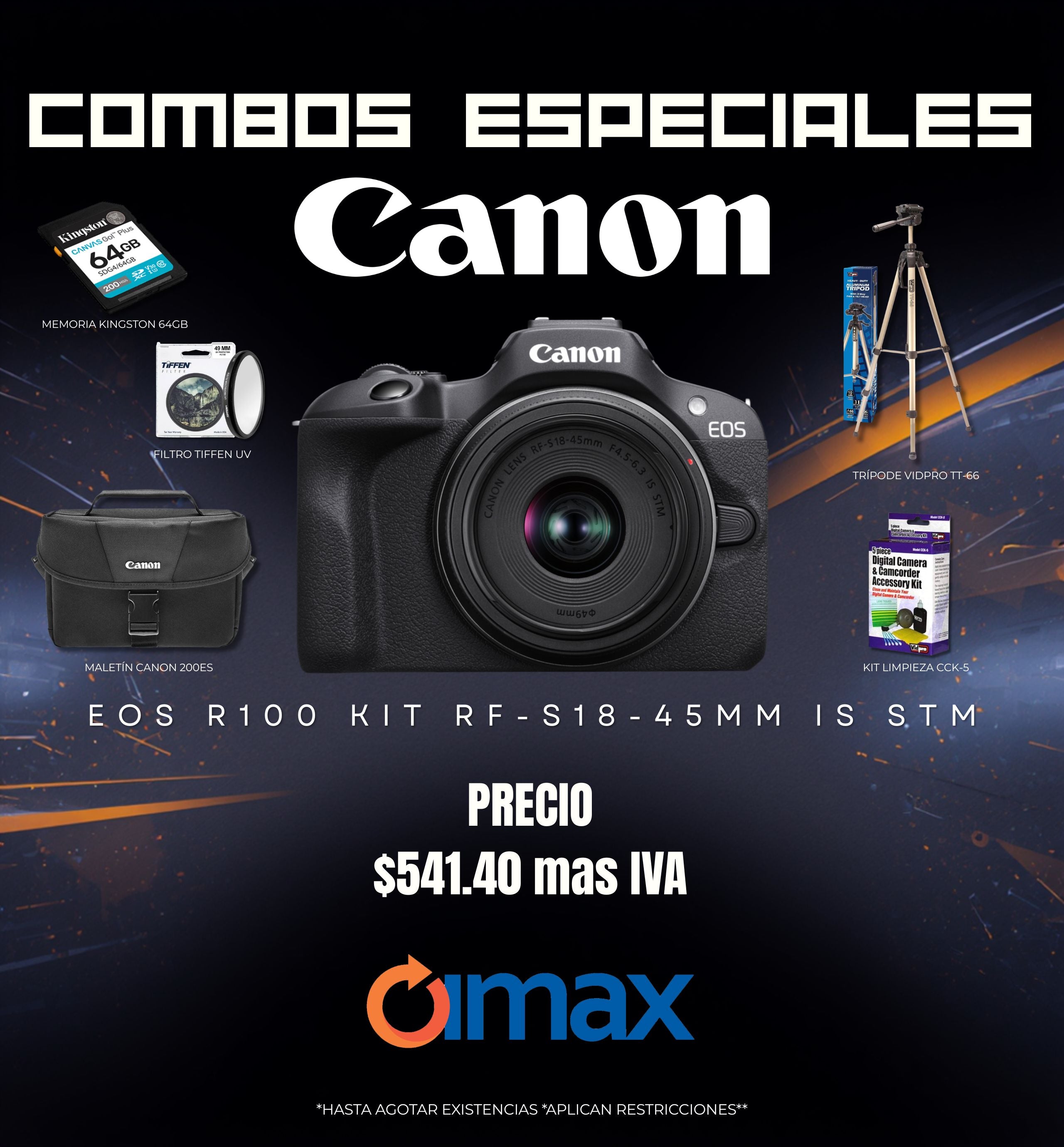 COMBO CANON EOS R100 KIT RF-S18-45MM IS STM