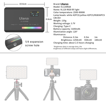 LUZ LED ULANZI MINI RGB 2495