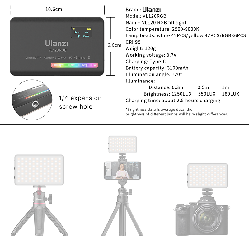 LUZ LED ULANZI MINI RGB 2495