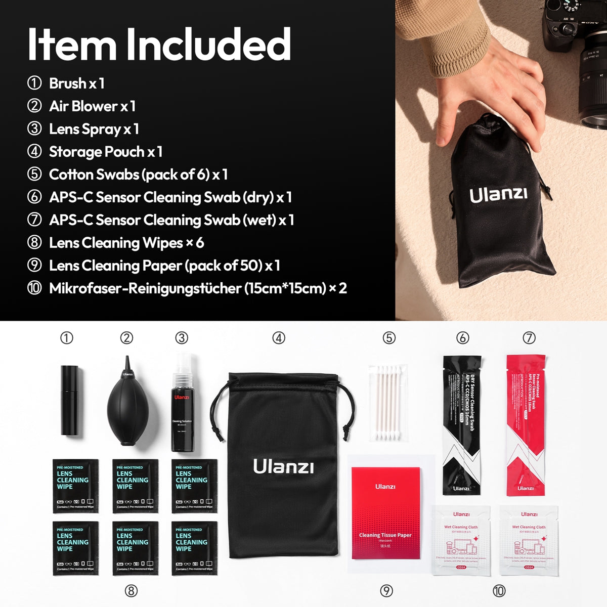 KIT LIMPIEZA ULANZI 10 IN 1 C058