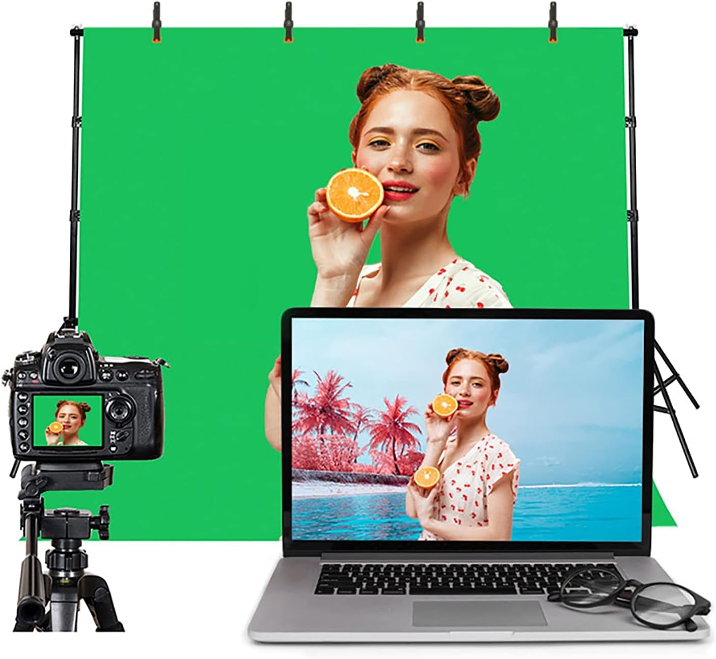 FONDO DE TELA VERDE 5 X 7 FT ( 15 )