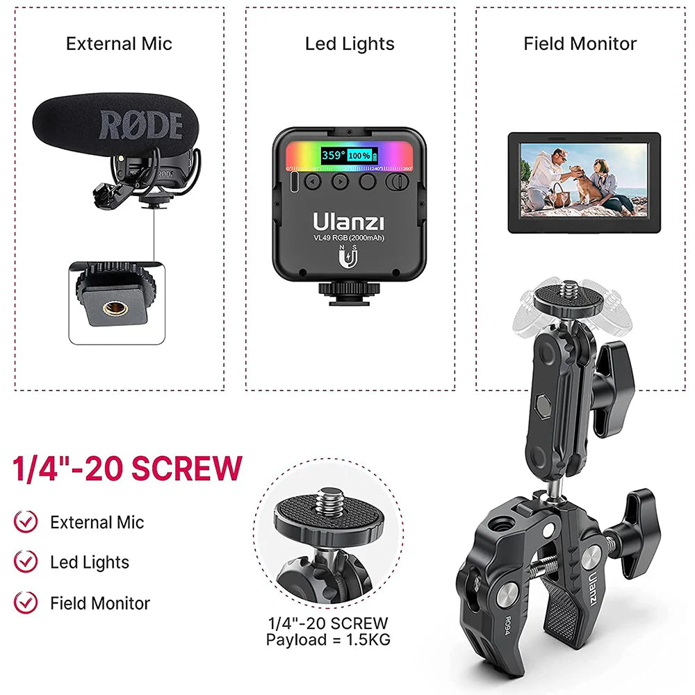 ABRAZADERA ULANZI AJUSTABLE P/CAMARA 2638