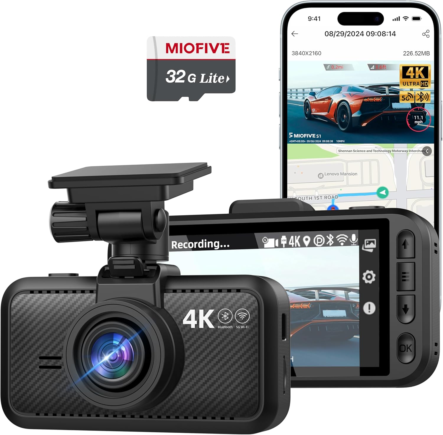CAMERA MIOFIVE DASH FRONT REAR 4K/2.5 WIFI