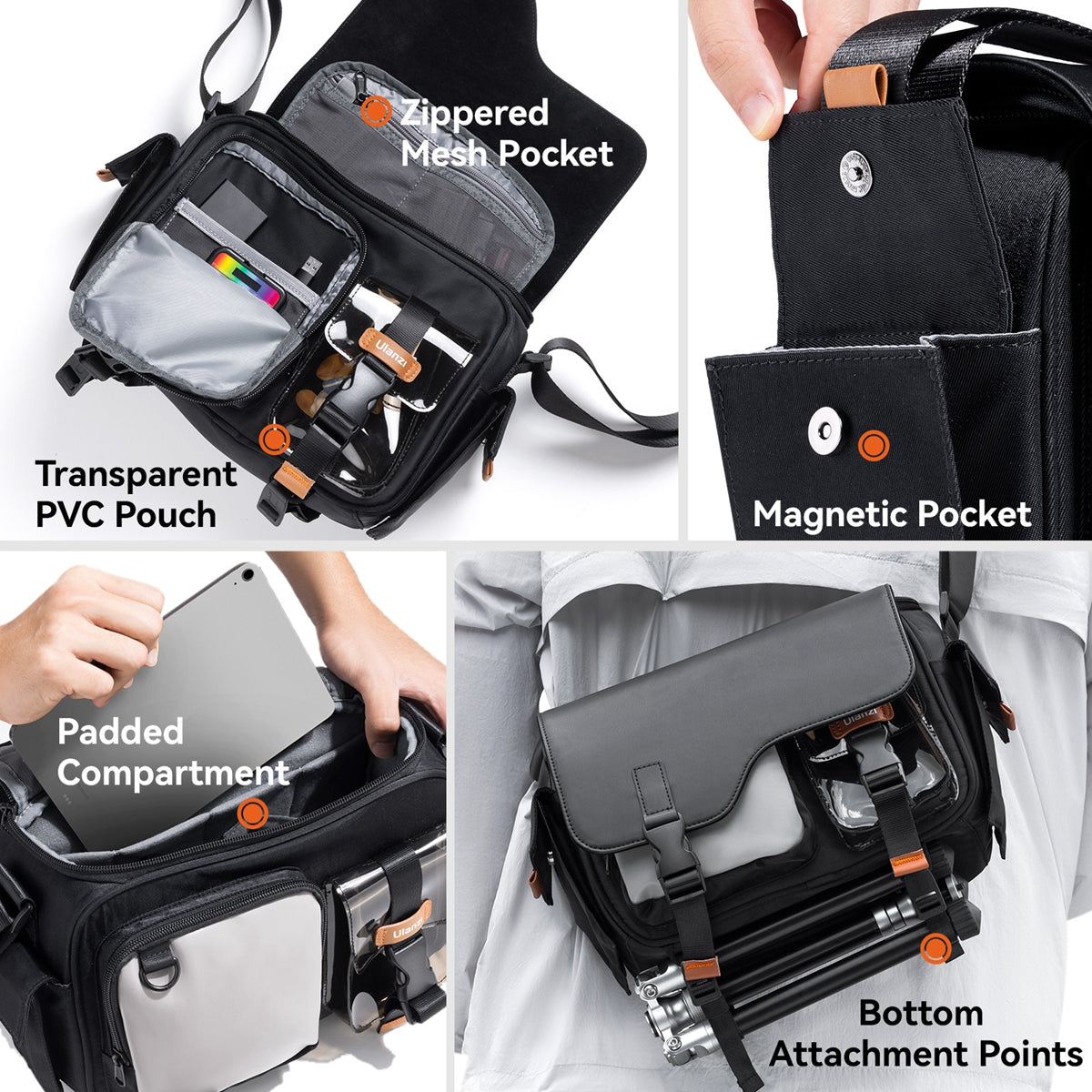 BOLSO ULANZI TIPO MESSENGER BLACK B118